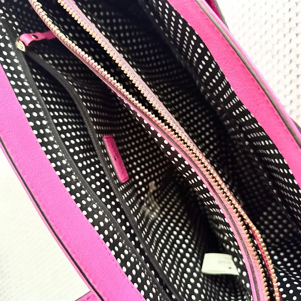 Kate  Spade Villabella Quinn Pink Top Handle Bow Triple Compartment Satchel